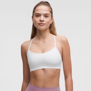 Lululemon Flow Y White Sports Bra Nulu Light Support